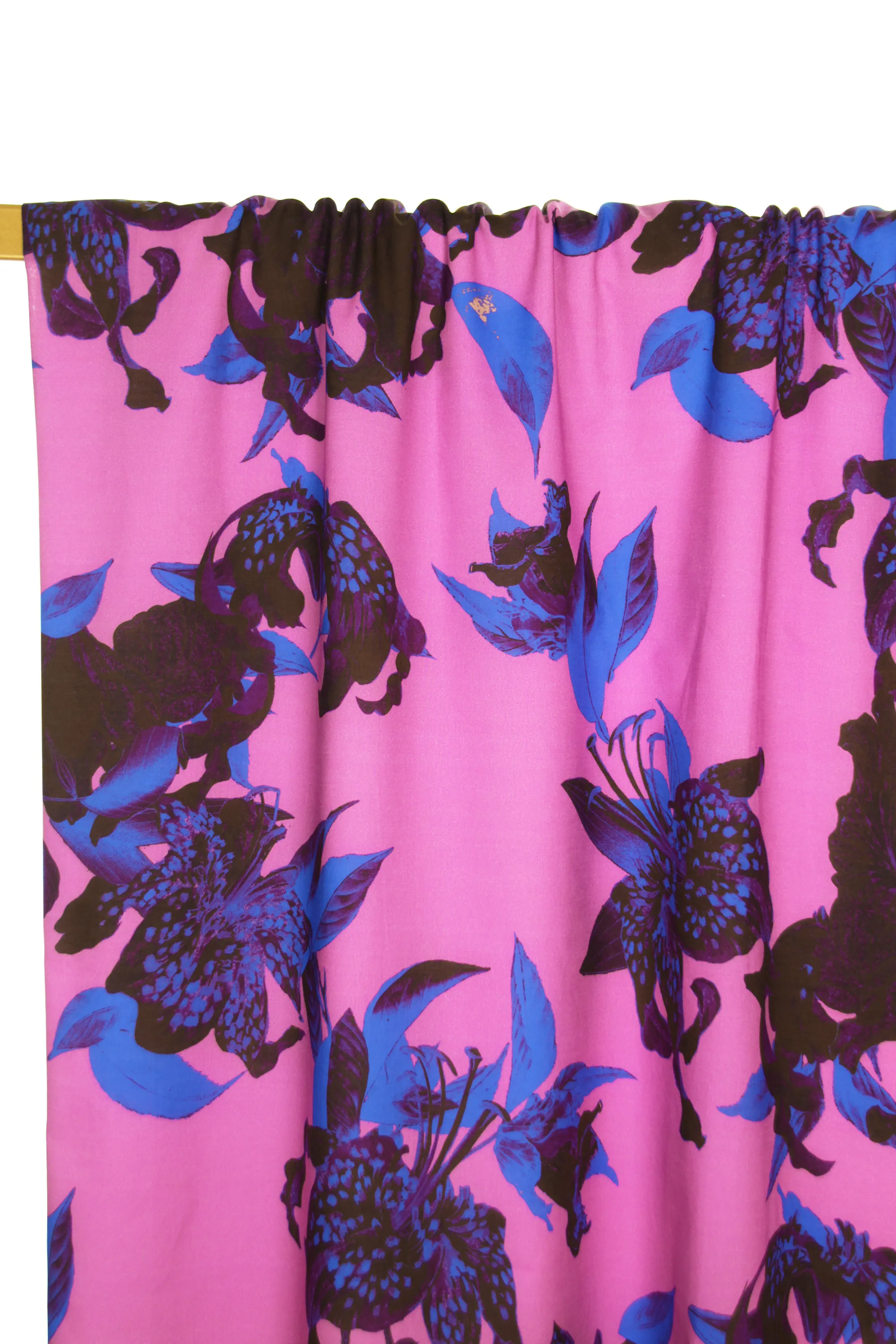 Katoen roze met blauwe bloemen - Atelier Jupe